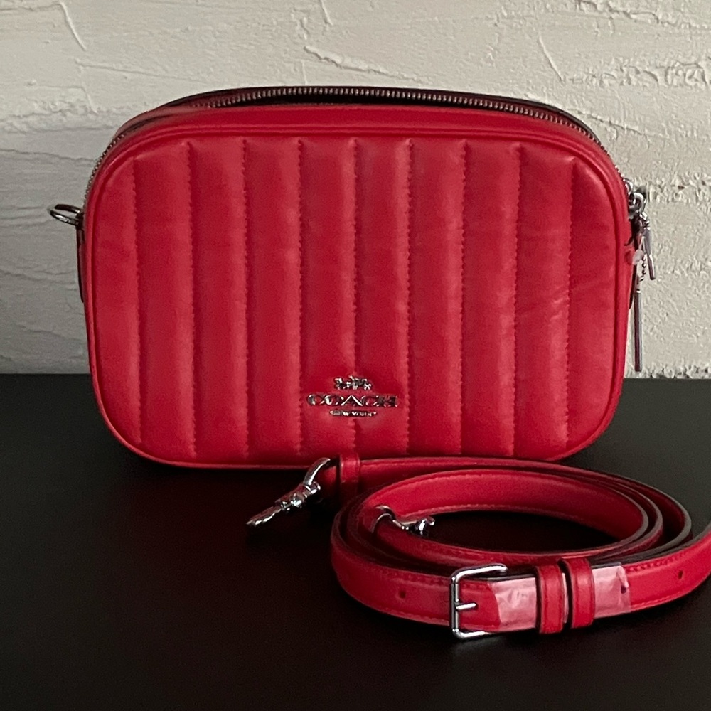 Coach Jes Crossbody With Linear Quilting In Red Nwo… Gem